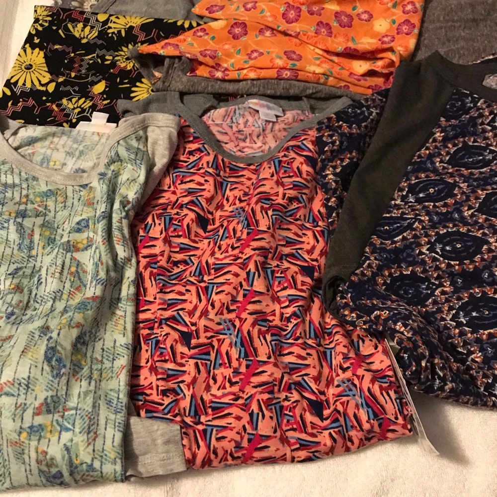 Lot of  5 LulaRoe Randy baseball tees large